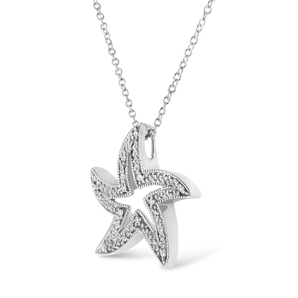 .925 Sterling Silver Prong-set Diamond Accent Starfish 18’’ Pendant Necklace (i-j Color I1-i2 Clarity) - Fine