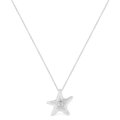 .925 Sterling Silver Prong-set Diamond Accent Starfish Pendant Necklace (i-j Color I1-i2 Clarity) - Size 18’’