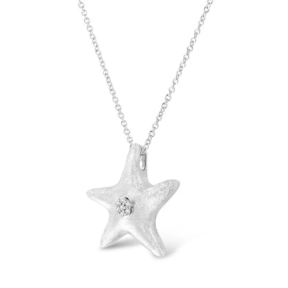 .925 Sterling Silver Prong-set Diamond Accent Starfish Pendant Necklace (i-j Color I1-i2 Clarity) - Size 18’’