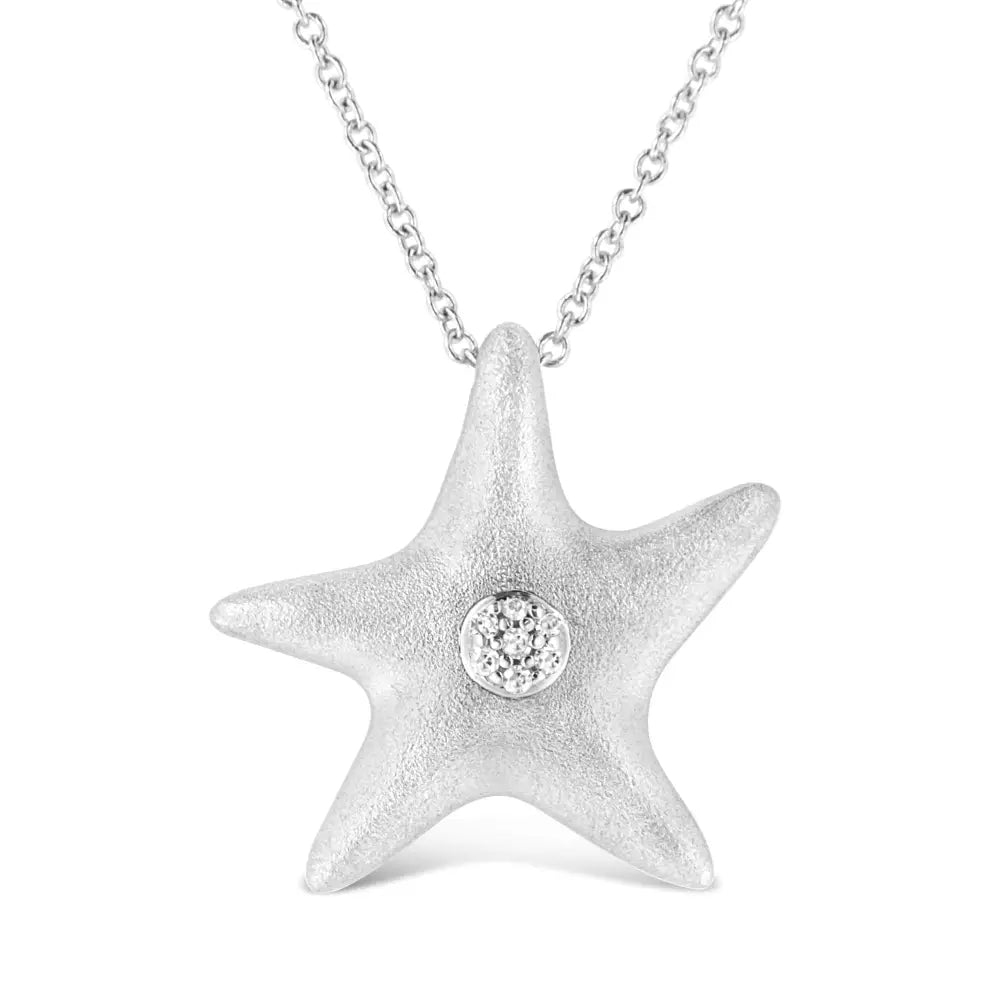 .925 Sterling Silver Prong-set Diamond Accent Starfish Pendant Necklace (i-j Color I1-i2 Clarity) - Size 18’’