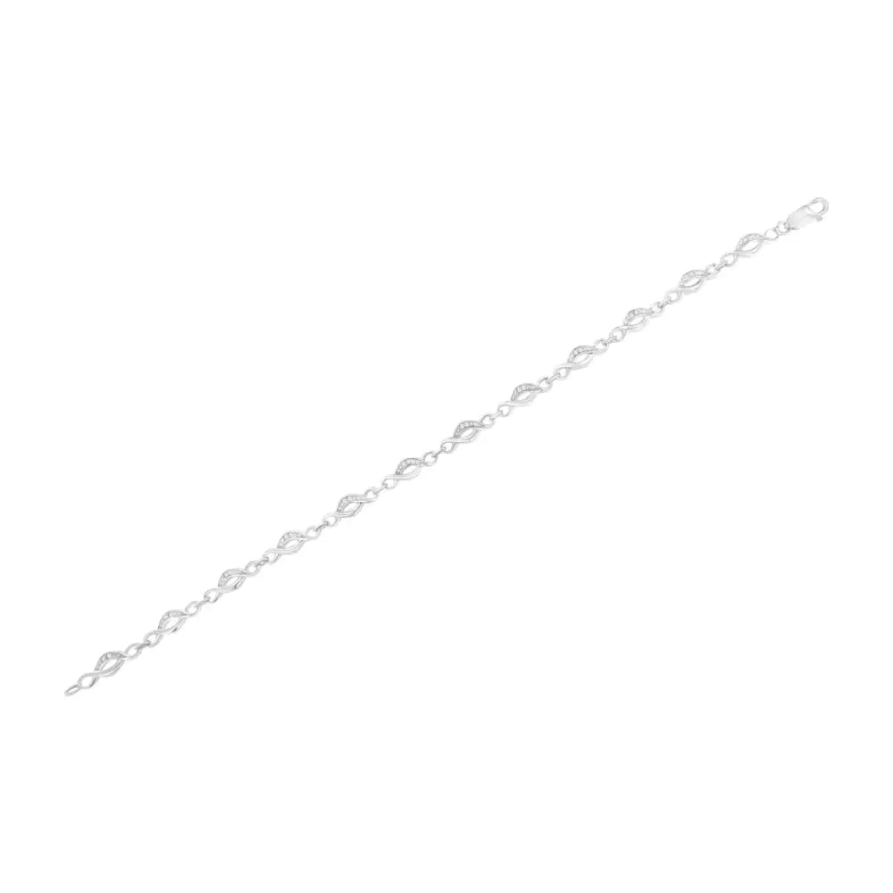 .925 Sterling Silver Prong Set Round-cut Diamond Accent Infinity Link Bracelet (i-j Color I2-i3 Clarity) - Size