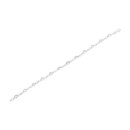 .925 Sterling Silver Prong Set Round-cut Diamond Accent Infinity Link Bracelet (i-j Color I2-i3 Clarity) - Size