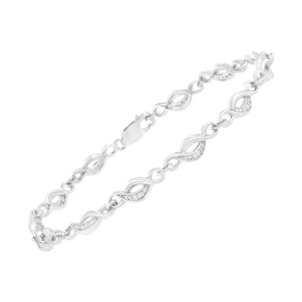 .925 Sterling Silver Prong Set Round-cut Diamond Accent Infinity Link Bracelet (i-j Color I2-i3 Clarity) - Size