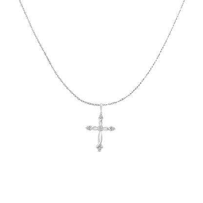 .925 Sterling Silver Round Cut Diamond Accent Cross Pendant Necklace (1/15 Cttw I-j Color I3 Clarity) - Fine Jewelry