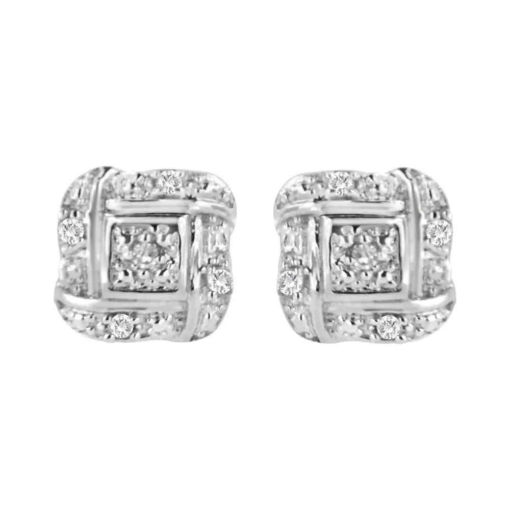 .925 Sterling Silver Round-cut Diamond Accent Swirl Square Knot Stud Earrings (h-i Color I2-i3 Clarity) - Fine Jewelry