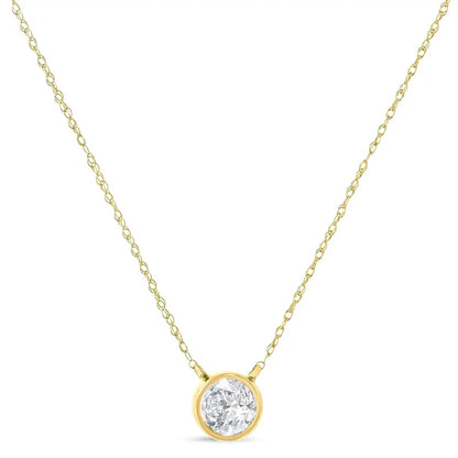 .925 Sterling Silver Round-cut Diamond Bezel 18’’ Pendant Necklace (j-k Color I1-i2 Clarity) - Fine Jewelry us Direct