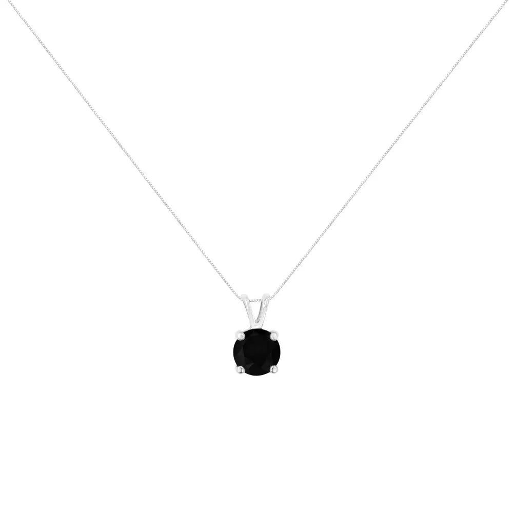 .925 Sterling Silver Treated Black Round-cut Solitaire 4-prong Set Diamond 18’’ Pendant Necklace - Fine Jewelry