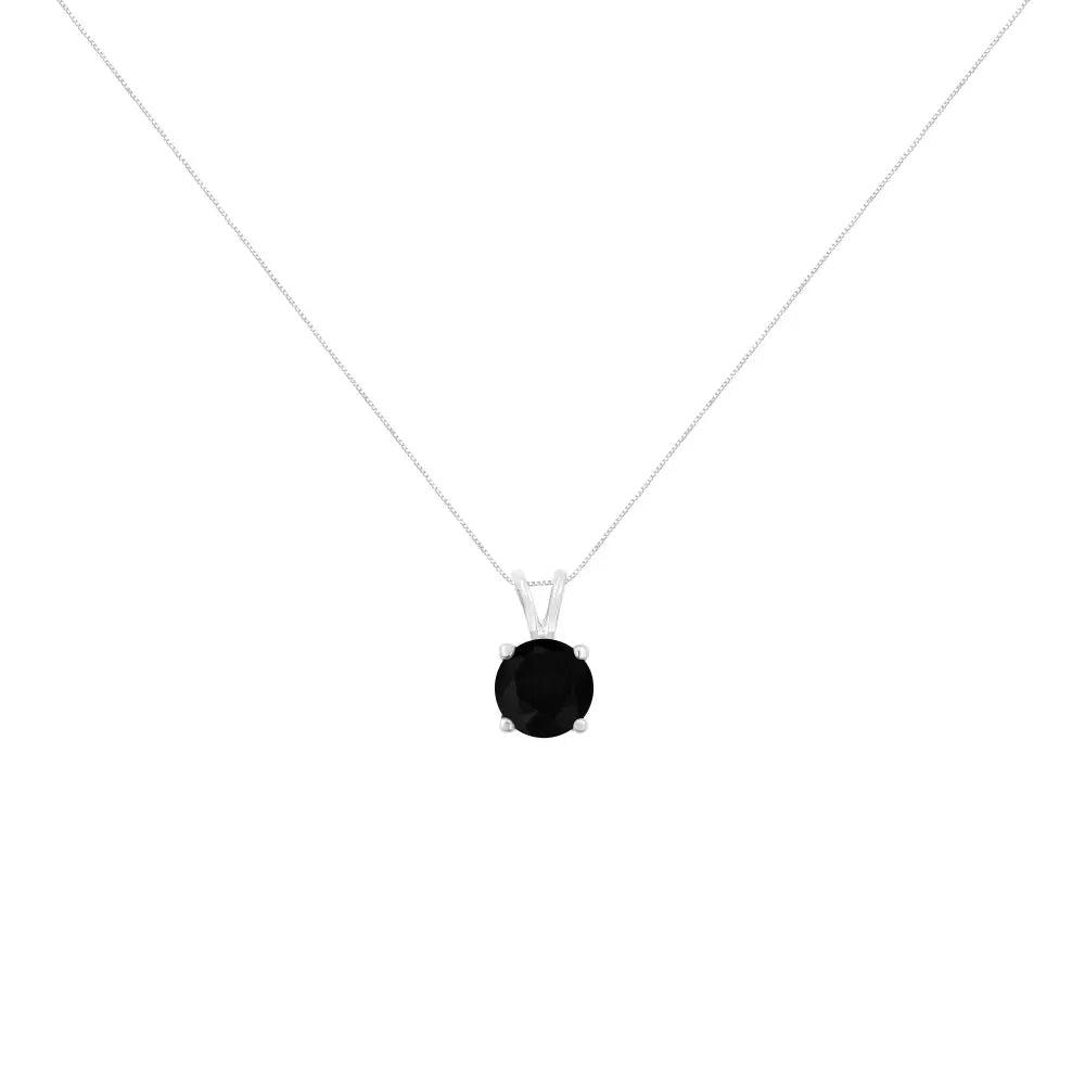 .925 Sterling Silver Treated Black Round-cut Solitaire 4-prong Set Diamond 18’’ Pendant Necklace - Fine Jewelry