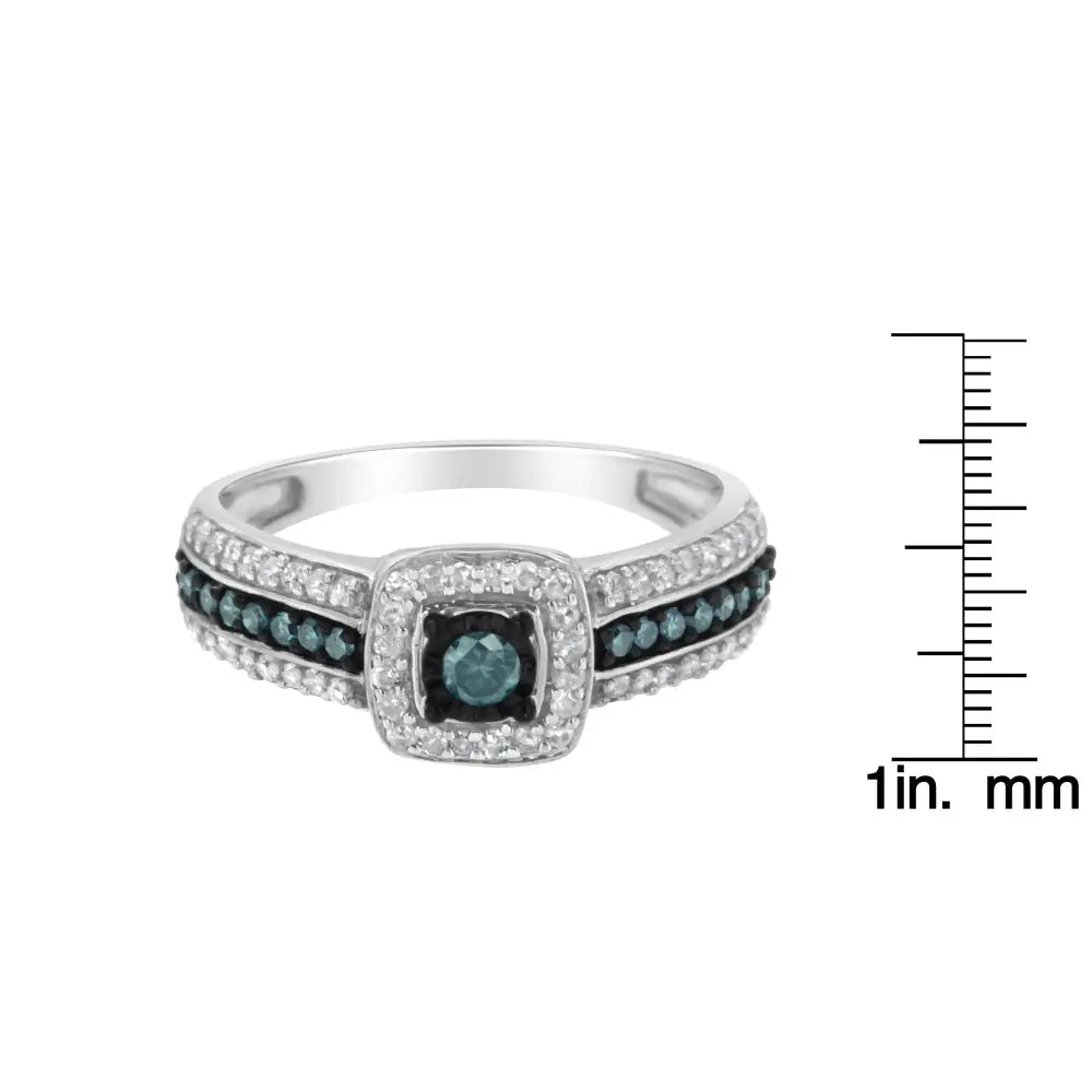 .925 Sterling Silver Treated Blue Miracle-set Diamond Engagement Ring (1/2 Cttw J-k Color I1-i2 Clarity) - Fine Jewelry