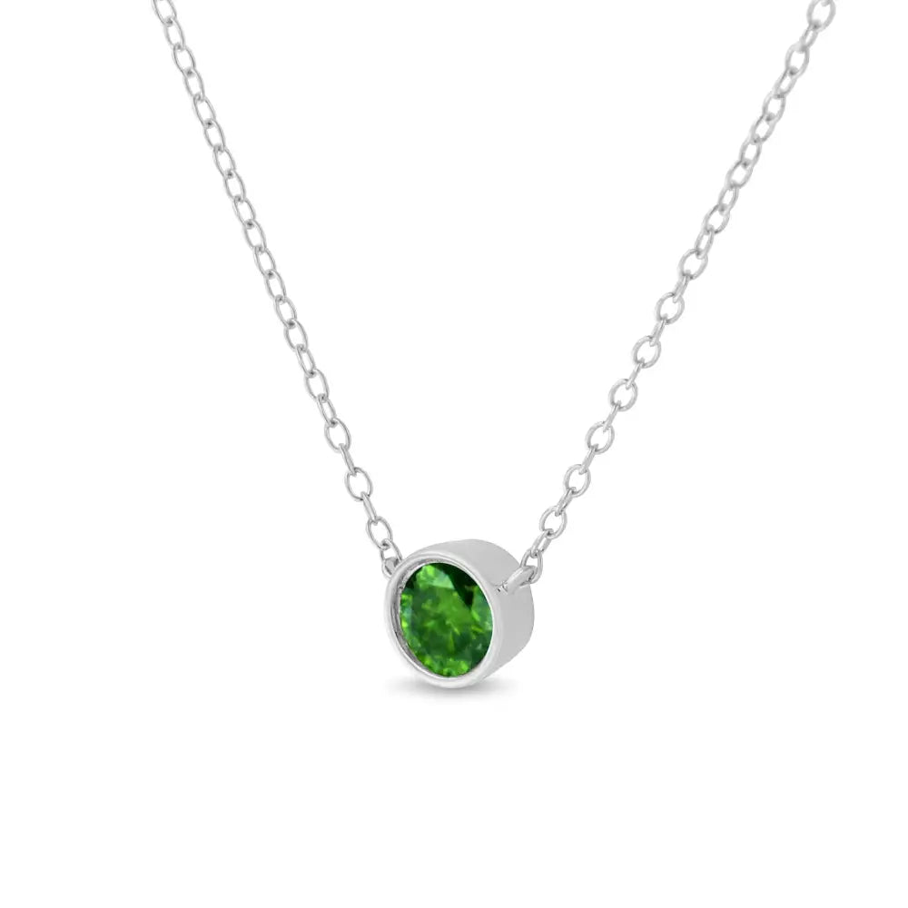 .925 Sterling Silver Treated Color Diamond Bezel Solitaire 18’’ Pendant Necklace - Fine Jewelry us Direct