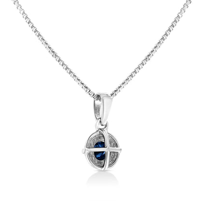 .925 Sterling Silver Treated Color Diamond Solitaire 18’’ Milgrain Pendant Necklace - Fine Jewelry us Direct