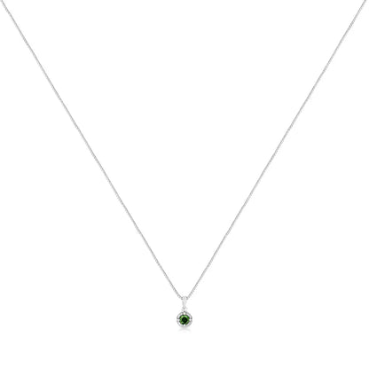 .925 Sterling Silver Treated Color Diamond Solitaire 18’’ Milgrain Pendant Necklace - Fine Jewelry us Direct