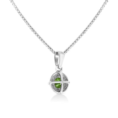 .925 Sterling Silver Treated Color Diamond Solitaire 18’’ Milgrain Pendant Necklace - Fine Jewelry us Direct