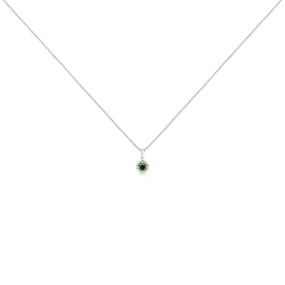 .925 Sterling Silver Treated Color Diamond Solitaire 18’’ Milgrain Pendant Necklace - Fine Jewelry us Direct