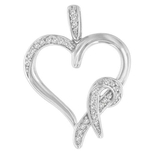 .925 Sterling Silver1/6 Cttw Diamond Heart Pendant Necklace (h-i Si2-i1) - Fine Jewelry us Direct