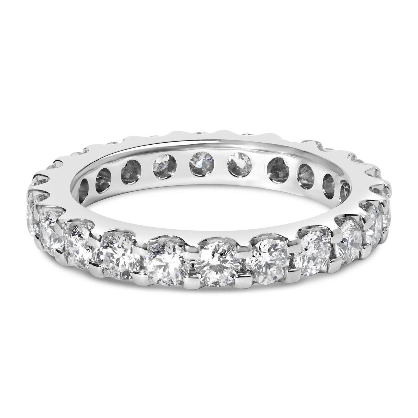 14K White Gold Shared Prong Set Round Diamond Eternity Band Ring (G-H Color, SI1-SI2 Clarity)