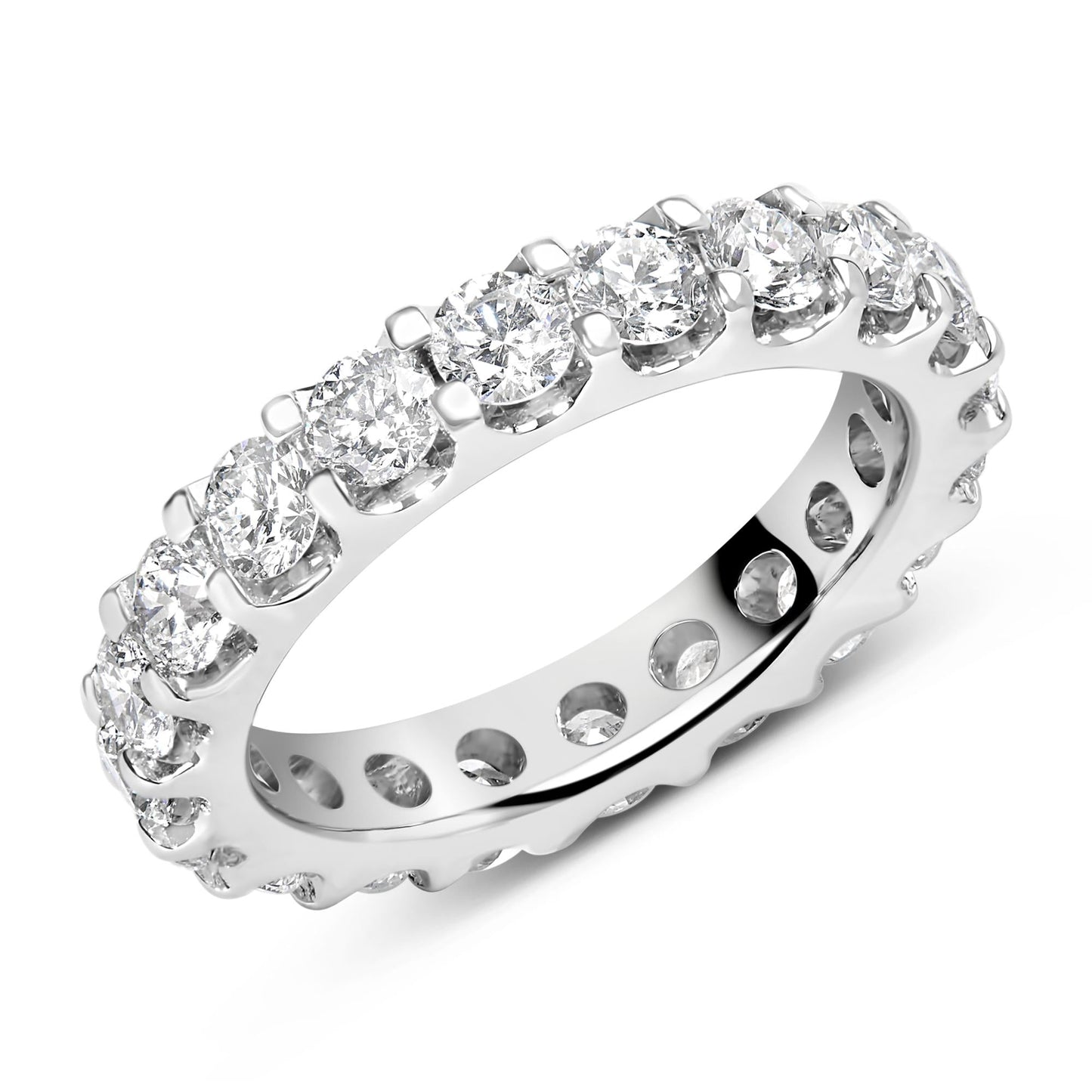 14K White Gold Shared Prong Set Round Diamond Eternity Band Ring (G-H Color, SI1-SI2 Clarity)