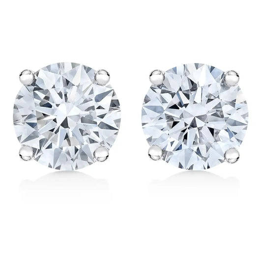 Ags Certified 14k White Gold 1.0 Cttw 4-prong Set Brilliant Round-cut Solitaire Diamond Push Back Stud Earrings (e-f