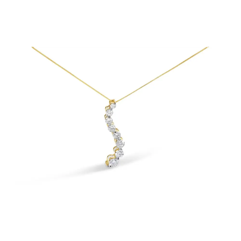 Ags Certified 14k Yellow Gold 3.0 Cttw Baguette and Brilliant Round-cut Diamond Journey 18’’ Pendant Necklace (g-h