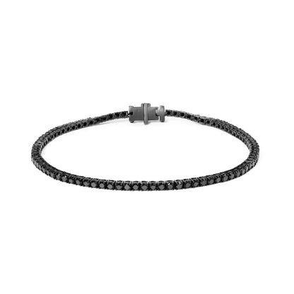 Black Rhodium Plated.925 Sterling Silver 5.00 Cttw Diamond Tennis Bracelet (black Color I2-i3 Clarity) - 8.5 Inches