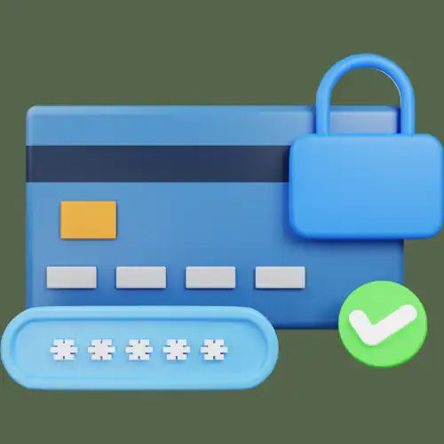 Credit card icon with a padlock symbol representing secure transactions