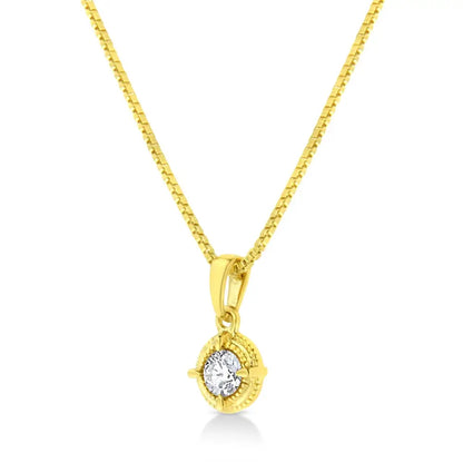 Brilliant Round Cut Diamond Solitaire Pendant in 14k Yellow Gold Plated