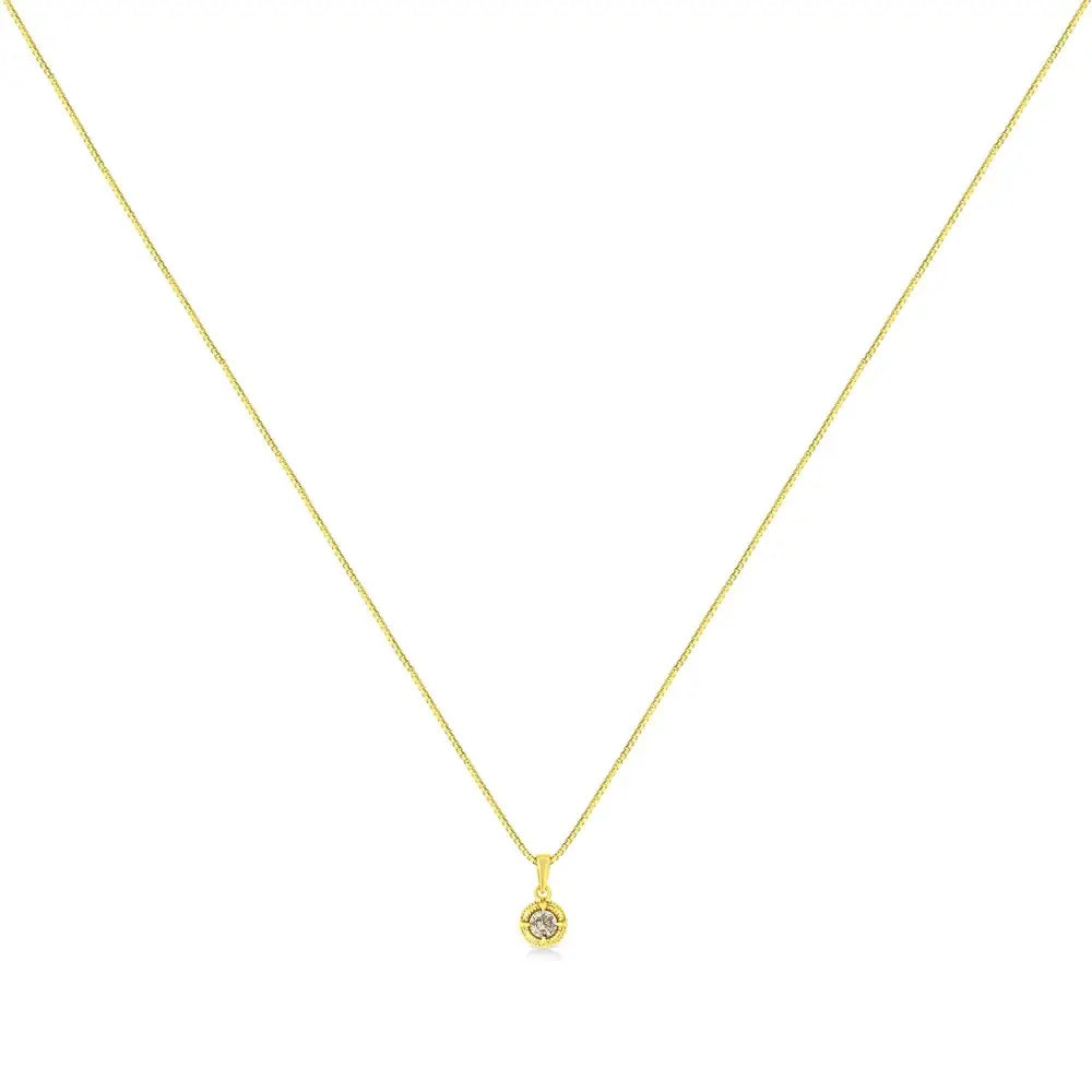 Brilliant Round Cut Diamond Solitaire Pendant in 14k Yellow Gold Plated