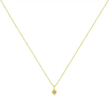 Brilliant Round Cut Diamond Solitaire Pendant in 14k Yellow Gold Plated