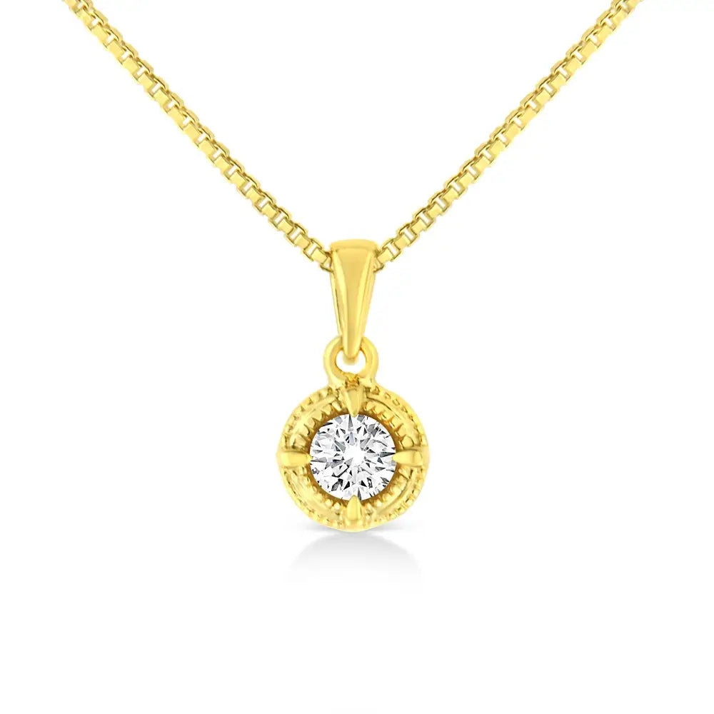 Brilliant Round Cut Diamond Solitaire Pendant in 14k Yellow Gold Plated