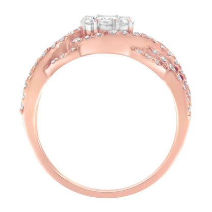 10k Rose Gold Diamond Cocktail Ring (3/4 Cttw H-i Color Si1-si2 Clarity)