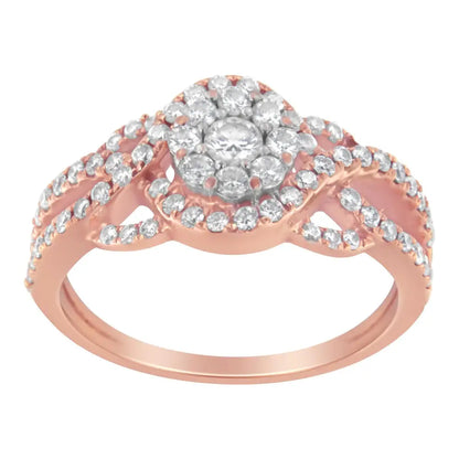 10k Rose Gold Diamond Cocktail Ring (3/4 Cttw H-i Color Si1-si2 Clarity) - 6