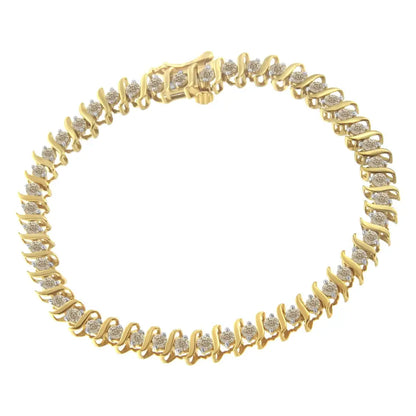 10kt Yellow Gold Diamond S-link Bracelet (3 Cttw J-k Color I2-i3 Clarity)