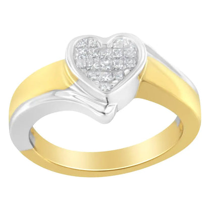 14k Two-toned Gold Princess-cut Diamond Heart Promise Ring 1/4 Cttw H-i I1-i2