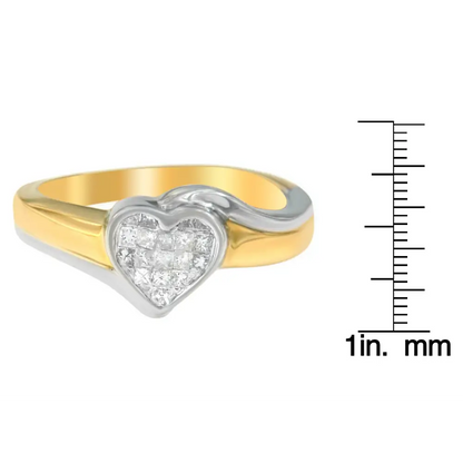 14k Two-toned Gold Princess-cut Diamond Heart Promise Ring 1/4 Cttw H-i I1-i2