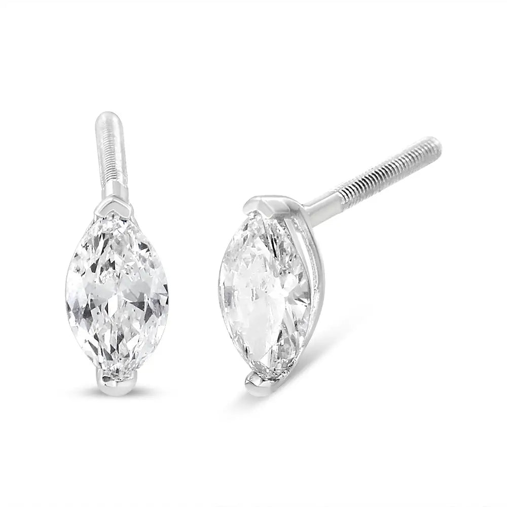 14k White Gold 1/2 Cttw Marquise Lab Grown Diamond Stud Earrings (f-g Vs2-si1)