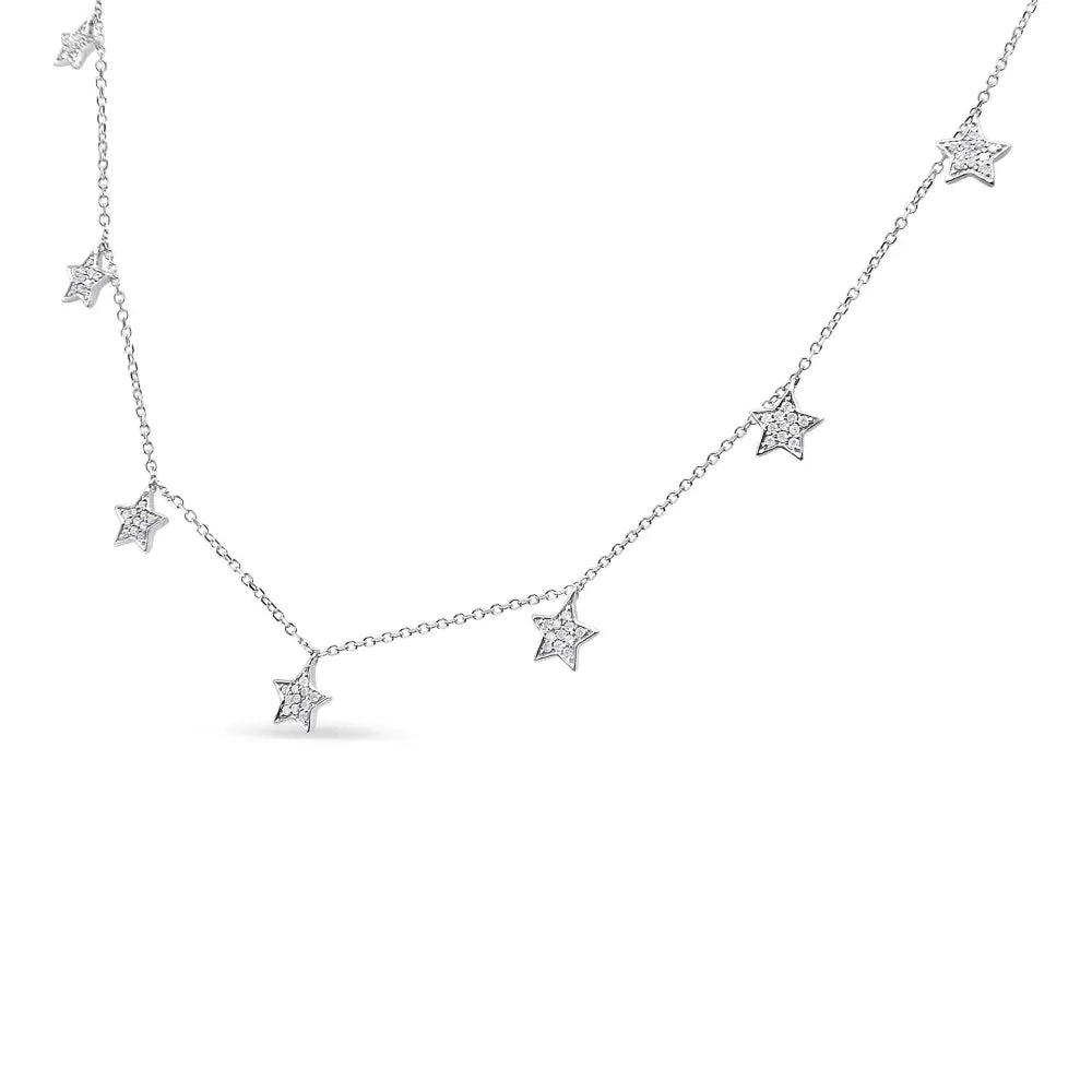 Captivating Cttw Diamond Multi-star Dangle Droplet Charm Pendant Necklace