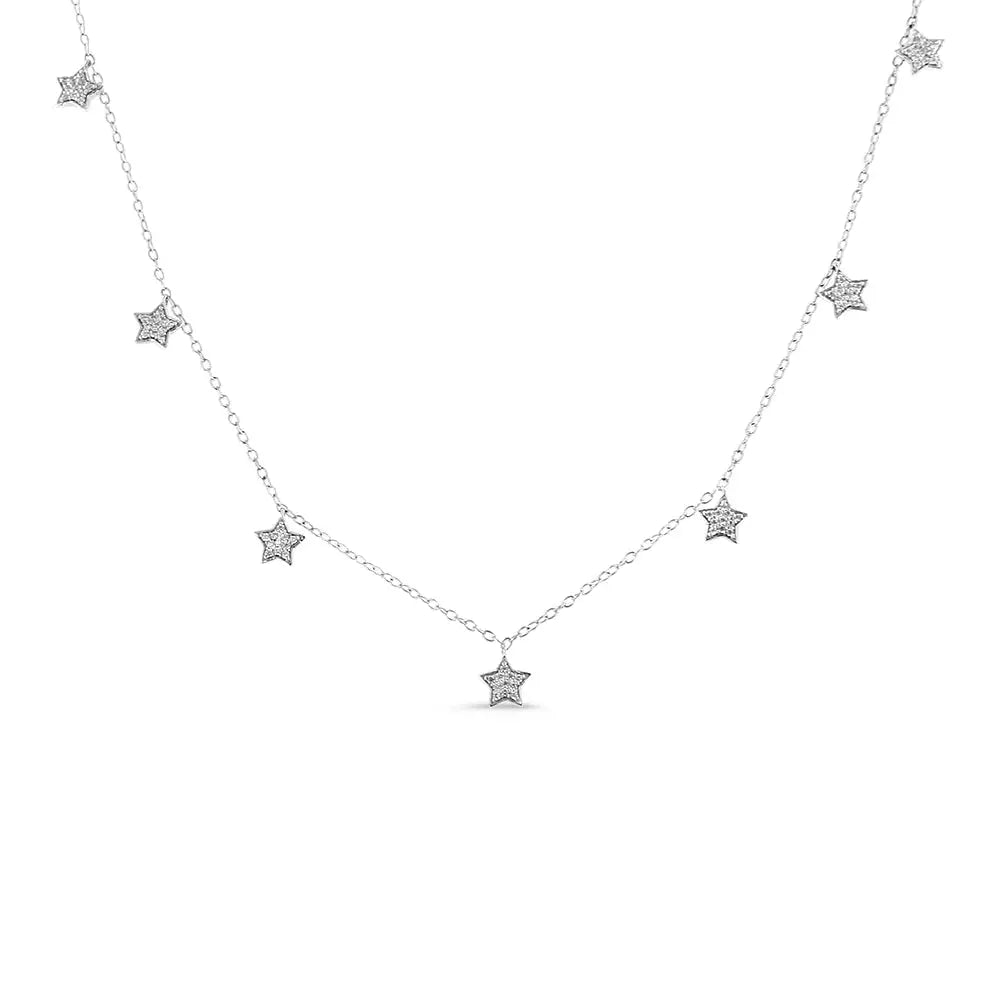 Captivating Cttw Diamond Multi-star Dangle Droplet Charm Pendant Necklace