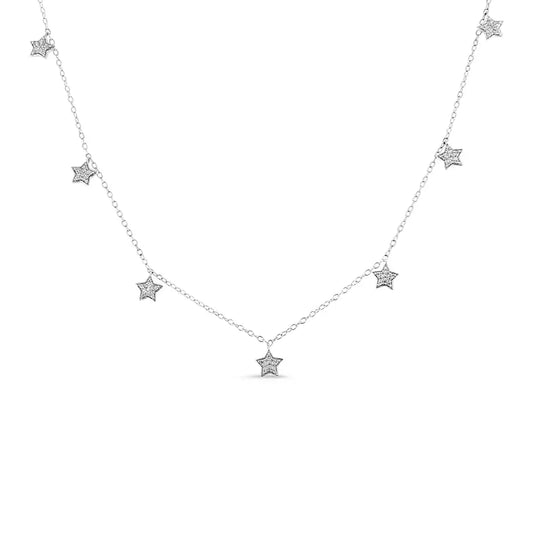 Captivating Cttw Diamond Multi-star Dangle Droplet Charm Pendant Necklace