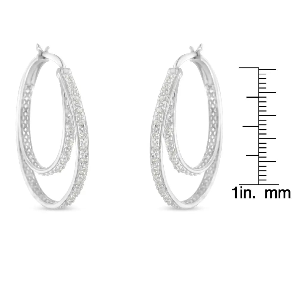 Captivating Cttw Miracle-set Diamond Double Hoop Latchback Earrings