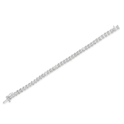 Sterling Silver Rose-cut Diamond Wave Link Bracelet (1 Cttw I-j Color I3