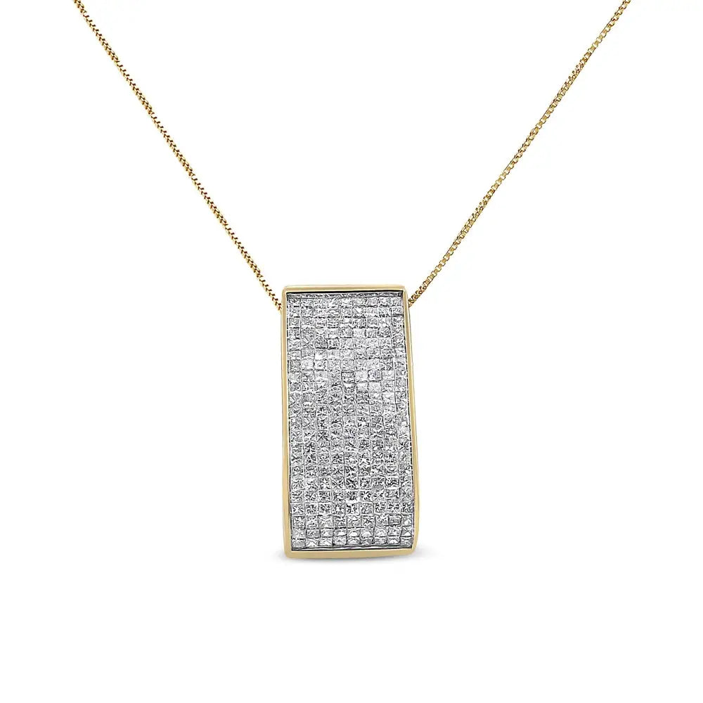 14k Yellow Gold 1 5/8 Cttw Princess-cut Diamond Pillar Pendant Necklace Si1-si2