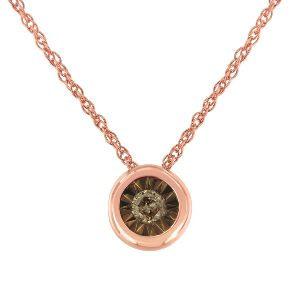 Champagne Color Round Miracle-plate Two-tone Pendant Necklace - Rose