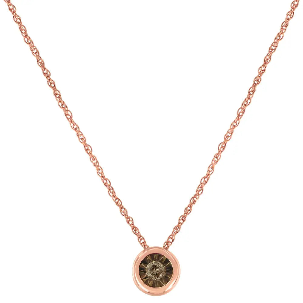 Champagne Color Round Miracle-plate Two-tone Pendant Necklace