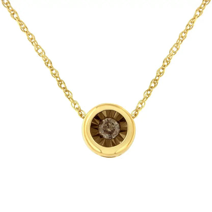 Champagne Color Round Miracle-plate Two-tone Pendant Necklace - Yellow