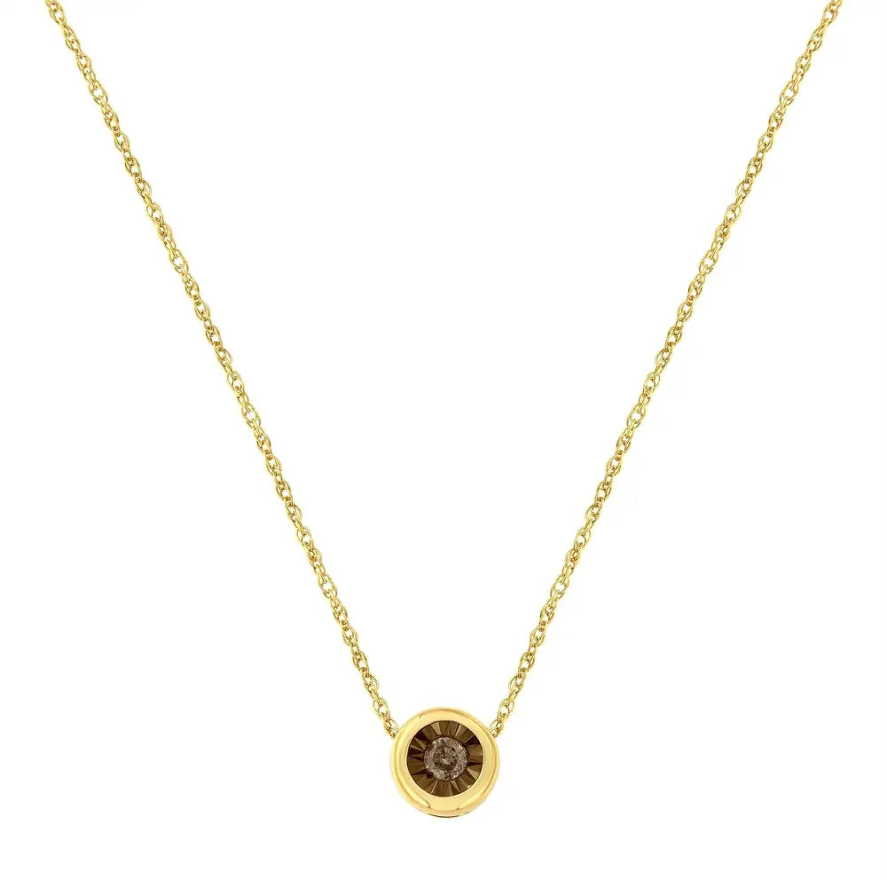 Champagne Color Round Miracle-plate Two-tone Pendant Necklace