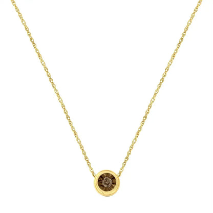 Champagne Color Round Miracle-plate Two-tone Pendant Necklace