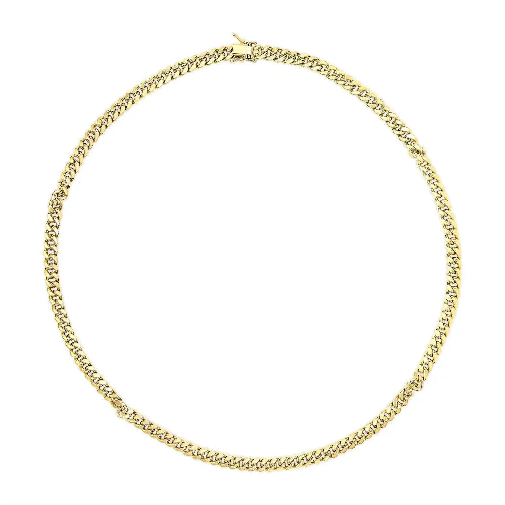 Semi-solid 14k Yellow Gold 6.1mm Classic Miami Cuban Chain Necklace