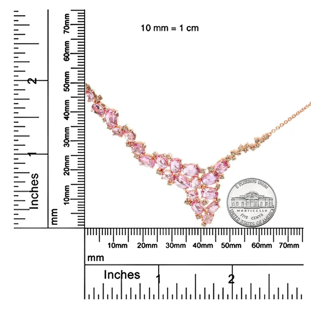 Cluster Cascade Necklaces with Cttw Brown Diamond and Oval Pink Sapphire