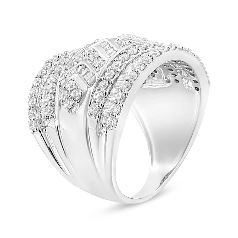 .925 Sterling Silver 2.0 Cttw Diamond Edge Multi-row Ring Band (j-k Color I3