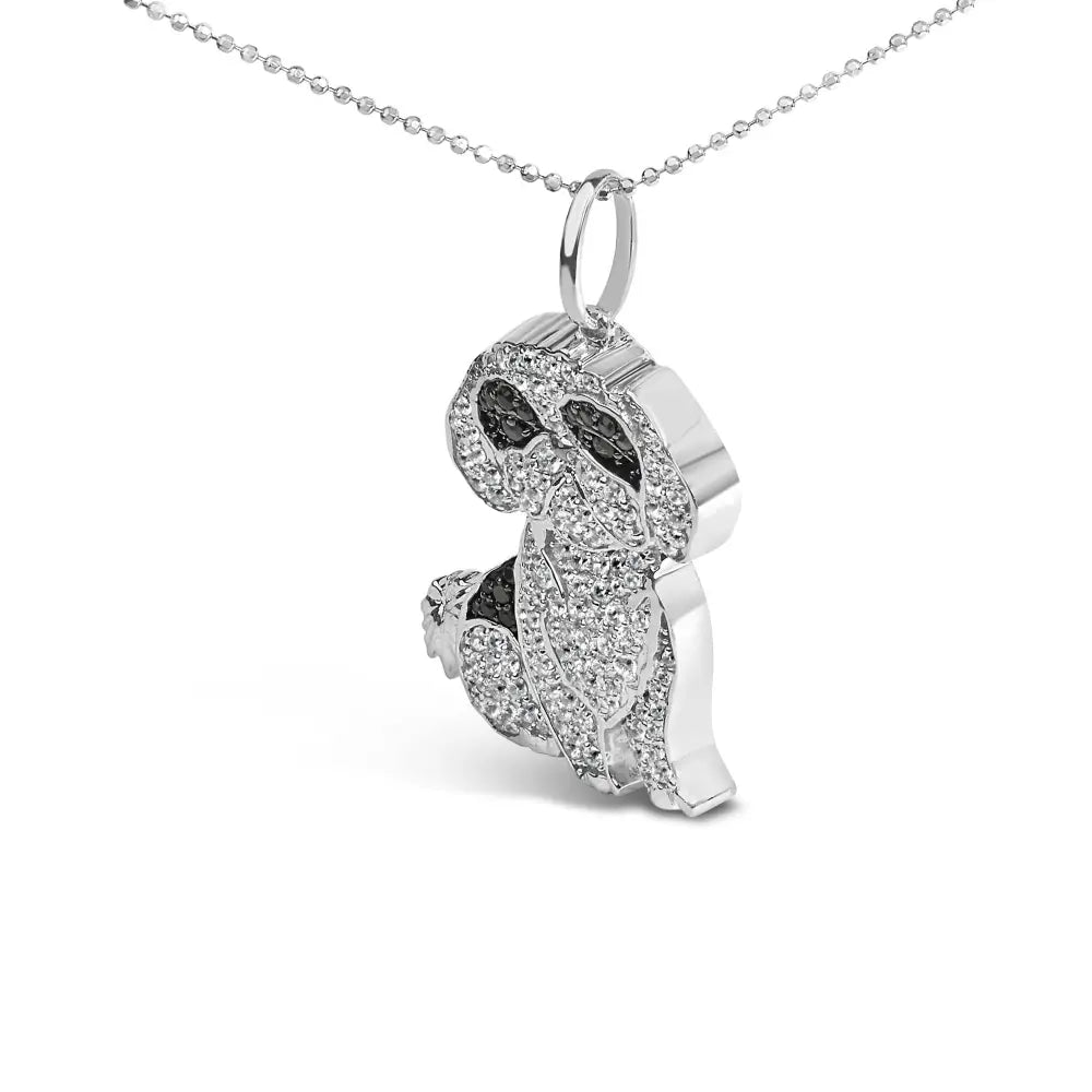 Diamond Shih Tzu Dog Pendant Necklace in Sterling Silver